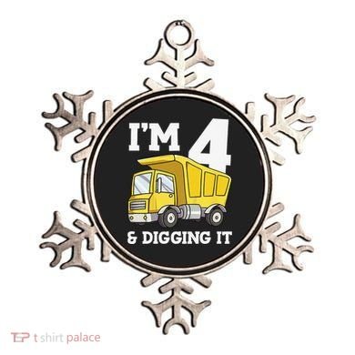 Funny Birthday 4 Four Construction Truck 4th Birthday (2) Ornament