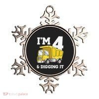 Funny Birthday 4 Four Construction Truck 4th Birthday (2) Ornament thumb 0
