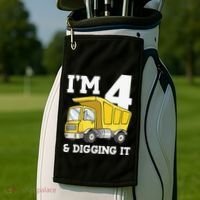 Funny Birthday 4 Four Construction Truck 4th Birthday (2) Golf Towel thumb 2