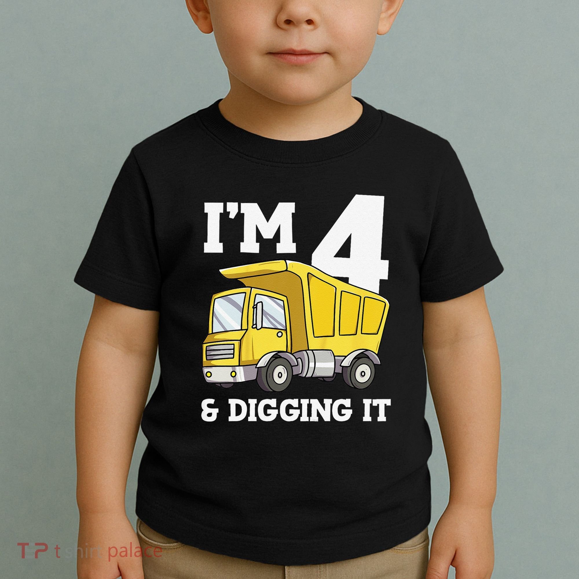 Funny Birthday 4 Four Construction Truck 4th Birthday (2) Toddler T-Shirt