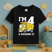 Funny Birthday 4 Four Construction Truck 4th Birthday (2) Toddler T-Shirt thumb 3