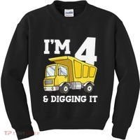 Funny Birthday 4 Four Construction Truck 4th Birthday (2) Kids Sweatshirt thumb 0