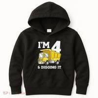 Funny Birthday 4 Four Construction Truck 4th Birthday (2) Kids Hoodie thumb 0