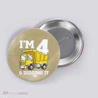 Funny Birthday 4 Four Construction Truck 4th Birthday (2) Button thumb 0