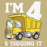 Funny Birthday 4 Four Construction Truck 4th Birthday (2) Button thumb 1