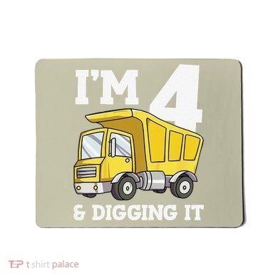 Funny Birthday 4 Four Construction Truck 4th Birthday (2) Mousepad