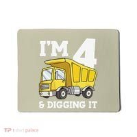 Funny Birthday 4 Four Construction Truck 4th Birthday (2) Mousepad thumb 0