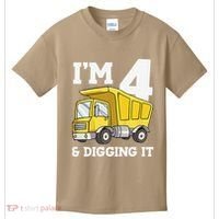 Funny Birthday 4 Four Construction Truck 4th Birthday (2) Kids T-Shirt thumb 0