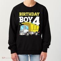 Funny Birthday 4 Four Construction Truck 4th Birthday Gift Women's Sweatshirt thumb 0