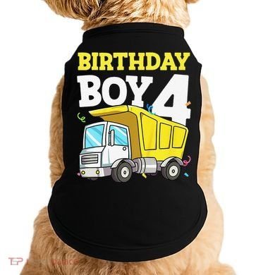 Funny Birthday 4 Four Construction Truck 4th Birthday Gift Doggie Tank