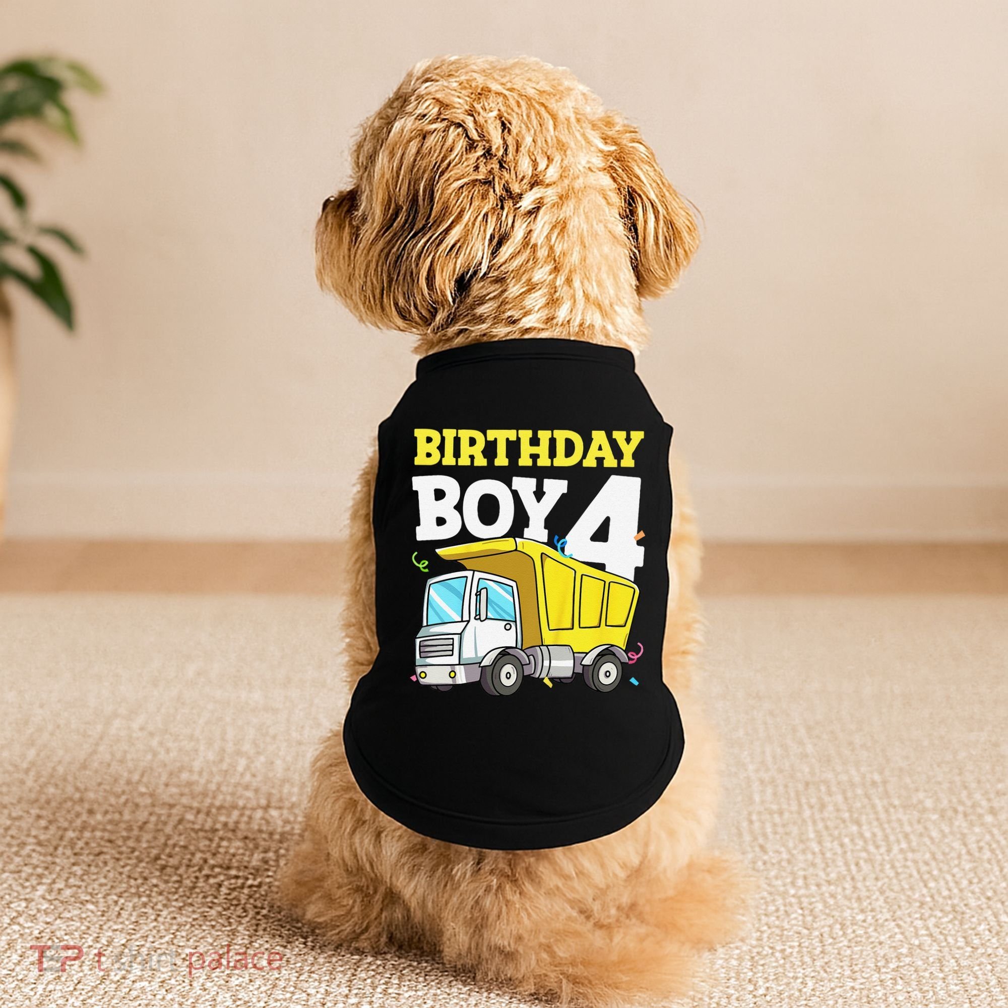 Funny Birthday 4 Four Construction Truck 4th Birthday Gift Doggie Tank