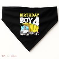Funny Birthday 4 Four Construction Truck 4th Birthday Gift USA-Made Doggie Bandana thumb 0