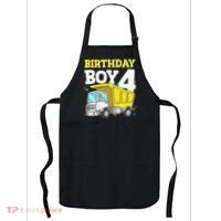 Funny Birthday 4 Four Construction Truck 4th Birthday Gift Apron thumb 0