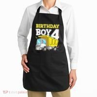 Funny Birthday 4 Four Construction Truck 4th Birthday Gift Apron thumb 2