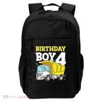 Funny Birthday 4 Four Construction Truck 4th Birthday Gift Backpack thumb 0