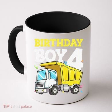Funny Birthday 4 Four Construction Truck 4th Birthday Gift Coffee Mug