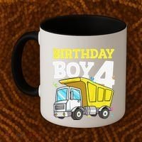 Funny Birthday 4 Four Construction Truck 4th Birthday Gift Coffee Mug thumb 2
