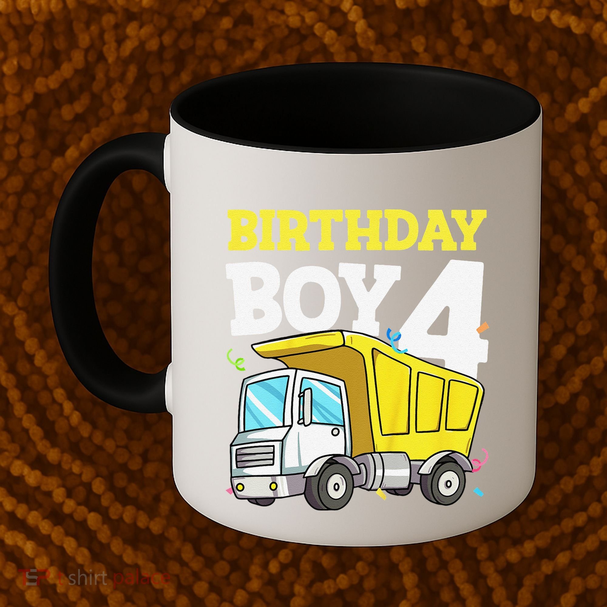 Funny Birthday 4 Four Construction Truck 4th Birthday Gift Coffee Mug