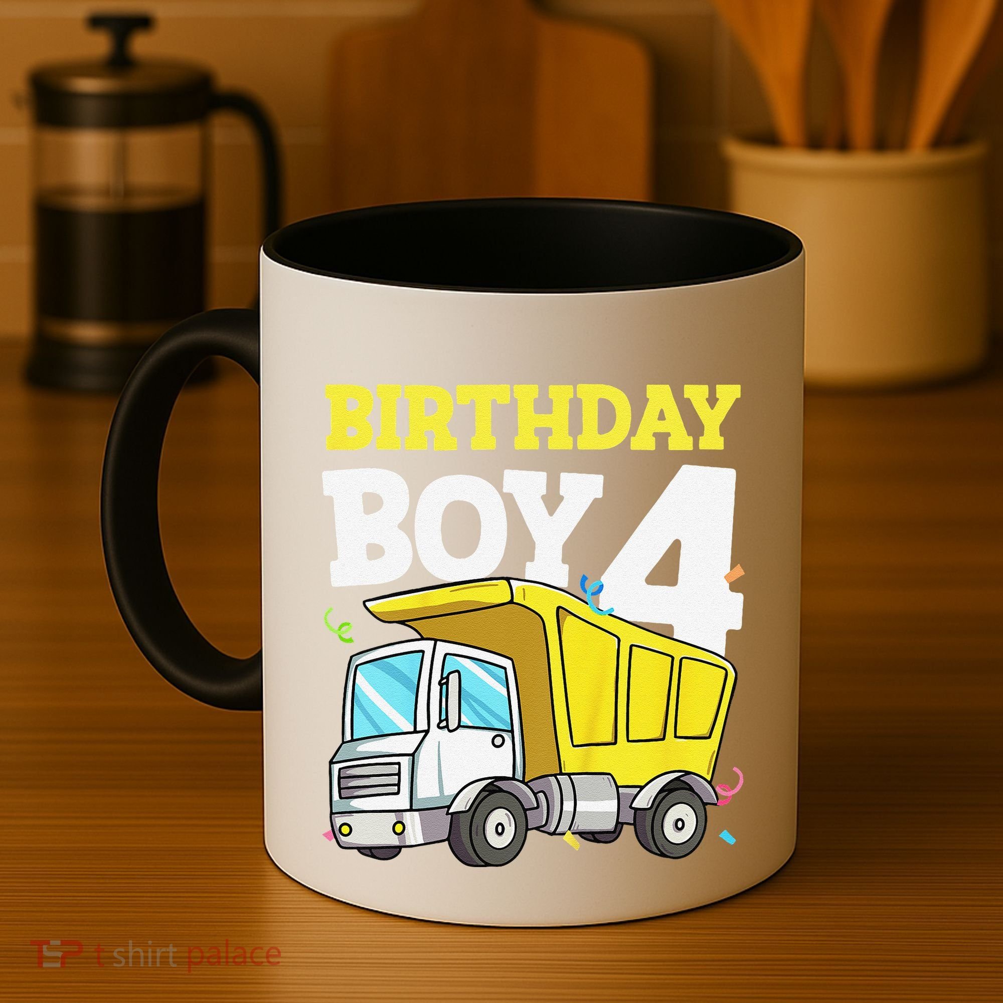 Funny Birthday 4 Four Construction Truck 4th Birthday Gift Coffee Mug