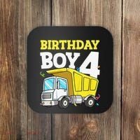 Funny Birthday 4 Four Construction Truck 4th Birthday Gift Coaster thumb 0