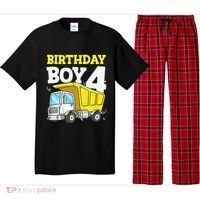 Funny Birthday 4 Four Construction Truck 4th Birthday Gift Pajama Set thumb 0