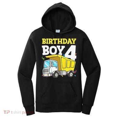 Funny Birthday 4 Four Construction Truck 4th Birthday Gift Women's Hoodie
