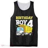 Funny Birthday 4 Four Construction Truck 4th Birthday Gift Mesh Reversible Basketball Jersey Tank thumb 0