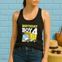 Funny Birthday 4 Four Construction Truck 4th Birthday Gift Women's Tank Top thumb 2
