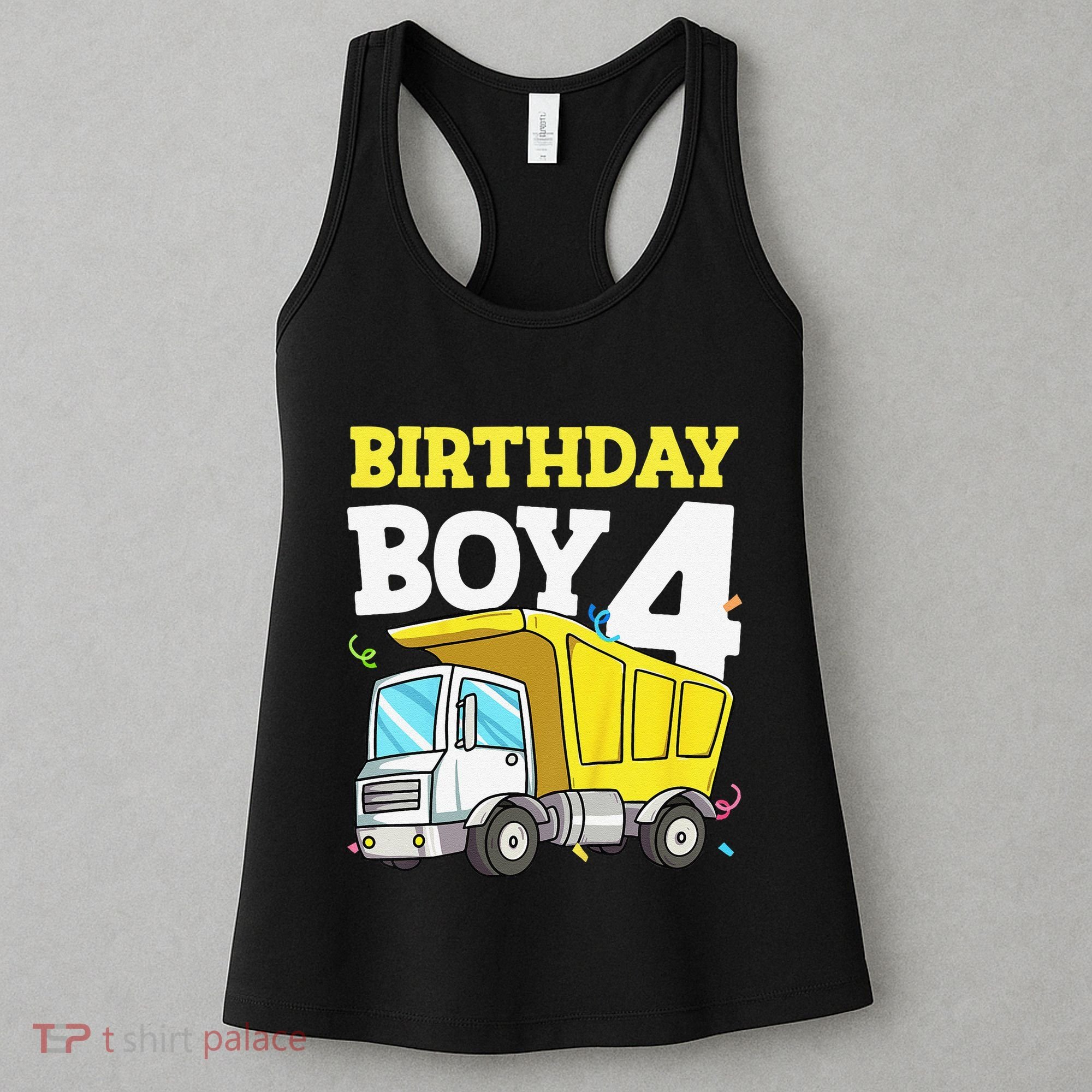 Funny Birthday 4 Four Construction Truck 4th Birthday Gift Women's Tank Top