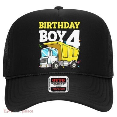 Funny Birthday 4 Four Construction Truck 4th Birthday Gift Hat