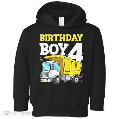 Funny Birthday 4 Four Construction Truck 4th Birthday Gift Toddler Hoodie