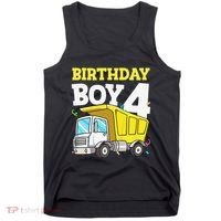 Funny Birthday 4 Four Construction Truck 4th Birthday Gift Tank Top thumb 0