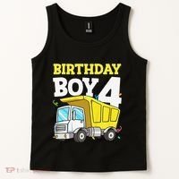 Funny Birthday 4 Four Construction Truck 4th Birthday Gift Tank Top thumb 2