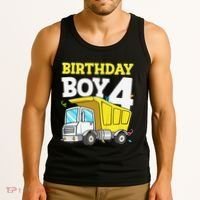 Funny Birthday 4 Four Construction Truck 4th Birthday Gift Tank Top thumb 3
