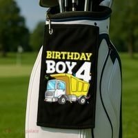 Funny Birthday 4 Four Construction Truck 4th Birthday Gift Golf Towel thumb 2