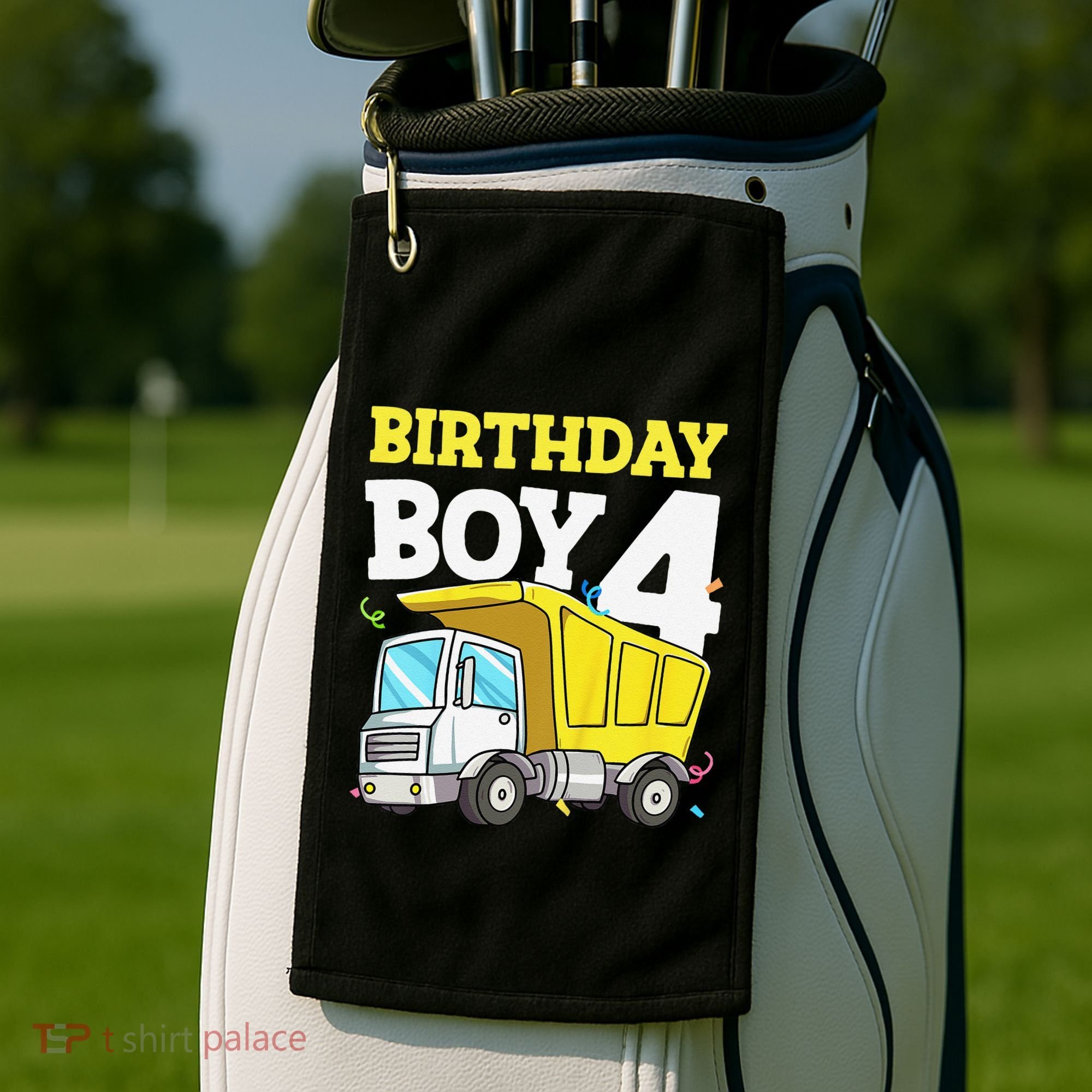 Funny Birthday 4 Four Construction Truck 4th Birthday Gift Golf Towel