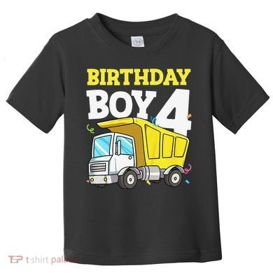 Funny Birthday 4 Four Construction Truck 4th Birthday Gift Toddler T-Shirt