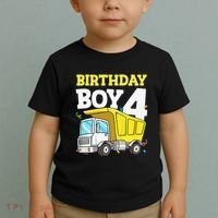 Funny Birthday 4 Four Construction Truck 4th Birthday Gift Toddler T-Shirt thumb 2