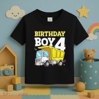 Funny Birthday 4 Four Construction Truck 4th Birthday Gift Toddler T-Shirt thumb 3