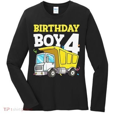 Funny Birthday 4 Four Construction Truck 4th Birthday Gift Women's Long Sleeve Shirt