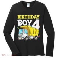 Funny Birthday 4 Four Construction Truck 4th Birthday Gift Women's Long Sleeve Shirt thumb 0