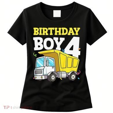 Funny Birthday 4 Four Construction Truck 4th Birthday Gift Women's T-Shirt