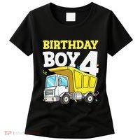 Funny Birthday 4 Four Construction Truck 4th Birthday Gift Women's T-Shirt thumb 0