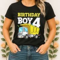 Funny Birthday 4 Four Construction Truck 4th Birthday Gift Women's T-Shirt thumb 2