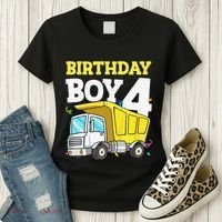 Funny Birthday 4 Four Construction Truck 4th Birthday Gift Women's T-Shirt thumb 3