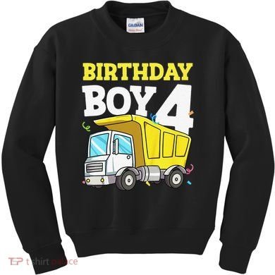 Funny Birthday 4 Four Construction Truck 4th Birthday Gift Kids Sweatshirt