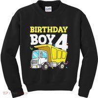 Funny Birthday 4 Four Construction Truck 4th Birthday Gift Kids Sweatshirt thumb 0