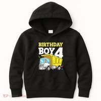 Funny Birthday 4 Four Construction Truck 4th Birthday Gift Kids Hoodie thumb 0