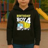 Funny Birthday 4 Four Construction Truck 4th Birthday Gift Kids Hoodie thumb 3