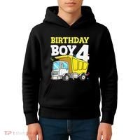 Funny Birthday 4 Four Construction Truck 4th Birthday Gift Kids Hoodie thumb 4